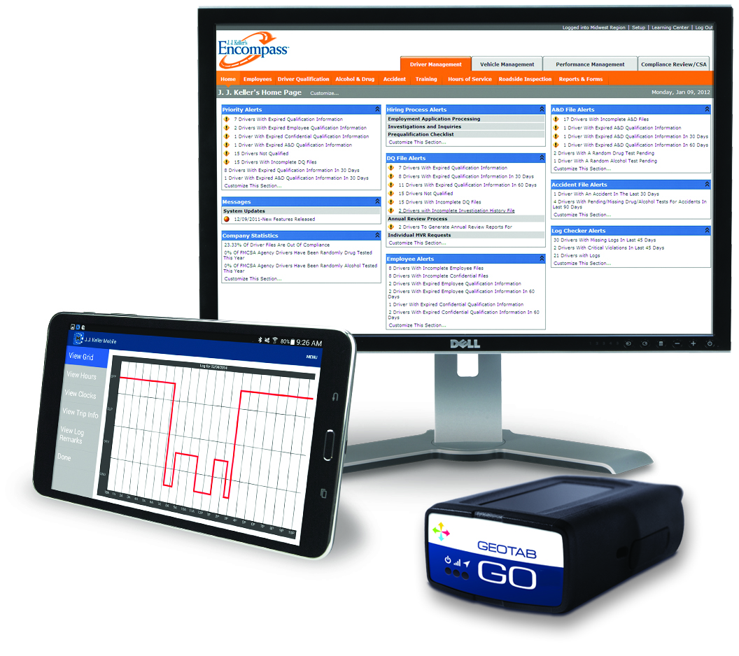Geotab GO Device - J. J. Keller Android BYOD and Compliance Tablet