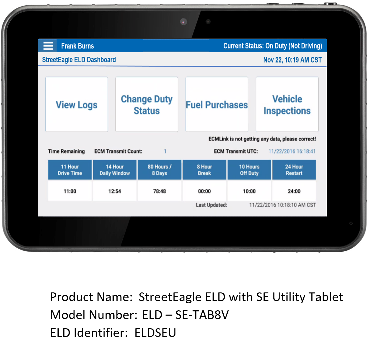 StreetEagle ELD with SE Utility Tablet